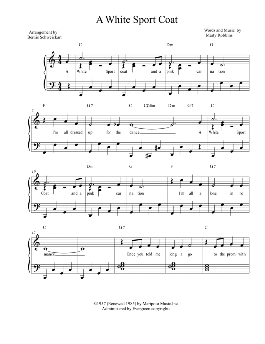 A White Sport Coat (and A Pink Carnation) Piano, Vocal, Guitar scores gallery preview page 1