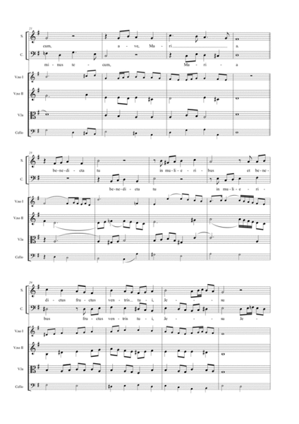 AVE MARIA - Canon on AIR ON the G STRING - For Sopr. Solo, Alto Solo, and String Quartet image number null