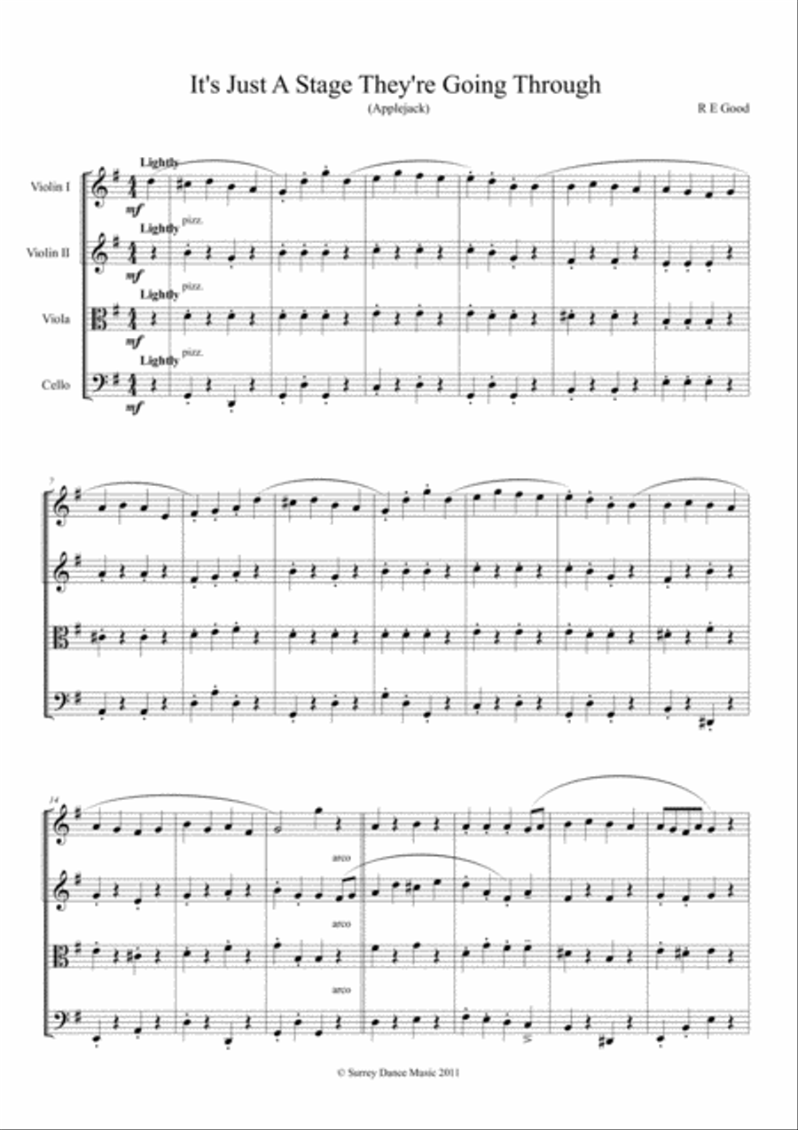 It's Just A Stage They're Going Through (Applejack) String Quartet scores gallery preview page 1