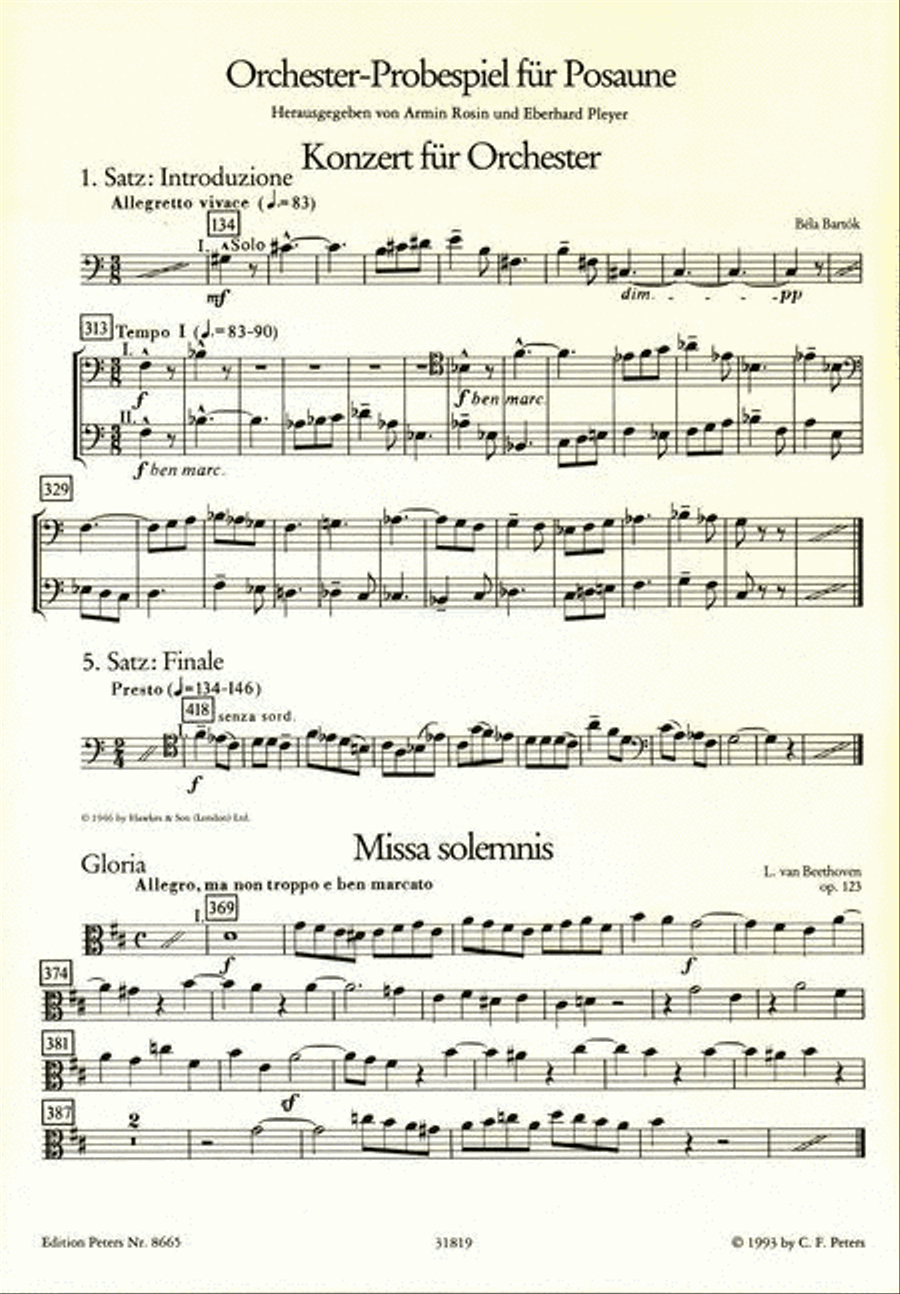 Test Pieces For Orchestral Auditions - Trombone Bass Trombone scores gallery preview page 4