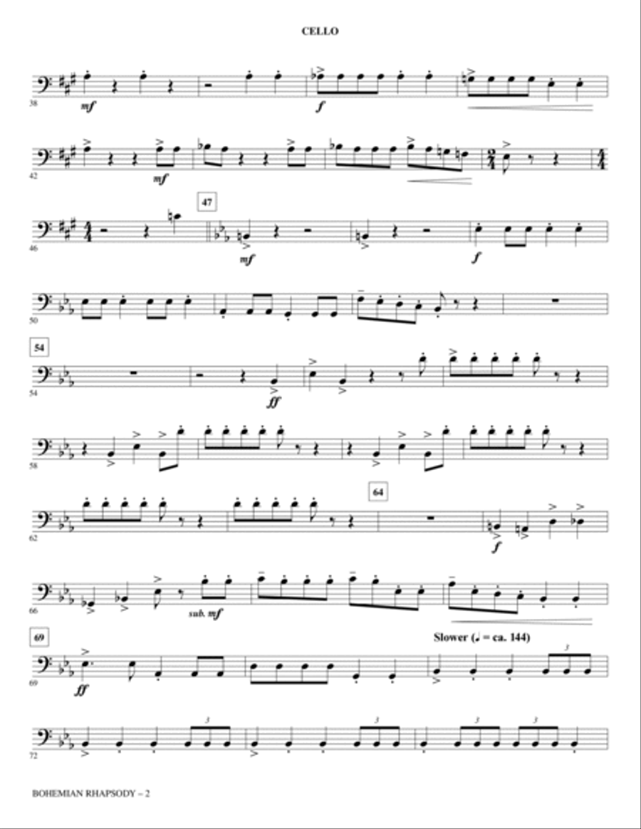 Bohemian Rhapsody (arr. Mark Brymer) - Cello Choir scores gallery preview page 2