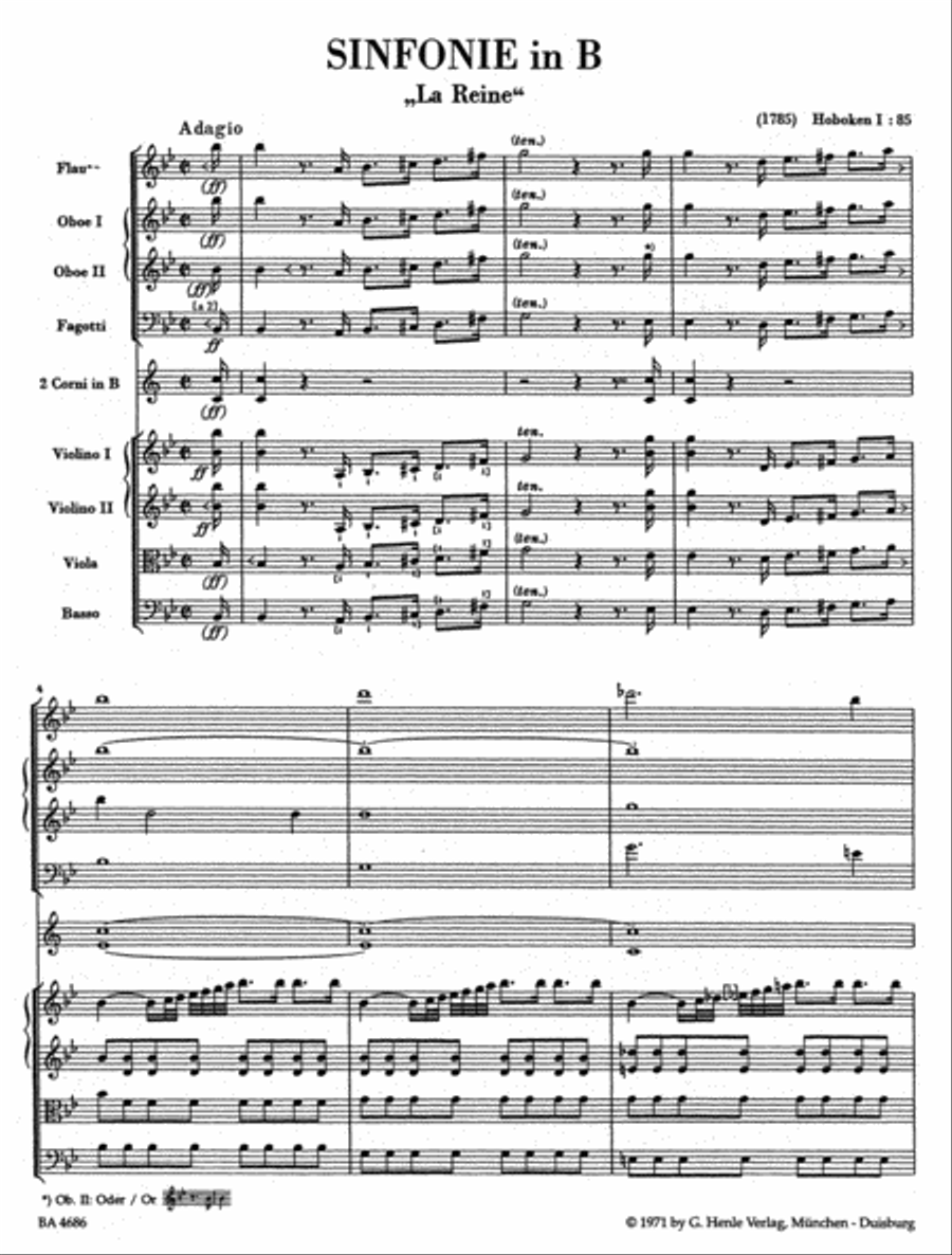 Symphony B flat major Hob. I:85 'La Reine' Orchestra scores gallery preview page 2