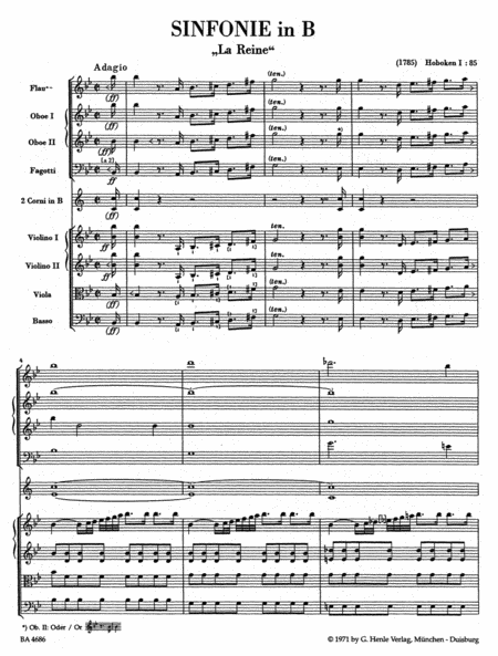 Symphony B flat major Hob. I:85 'La Reine'