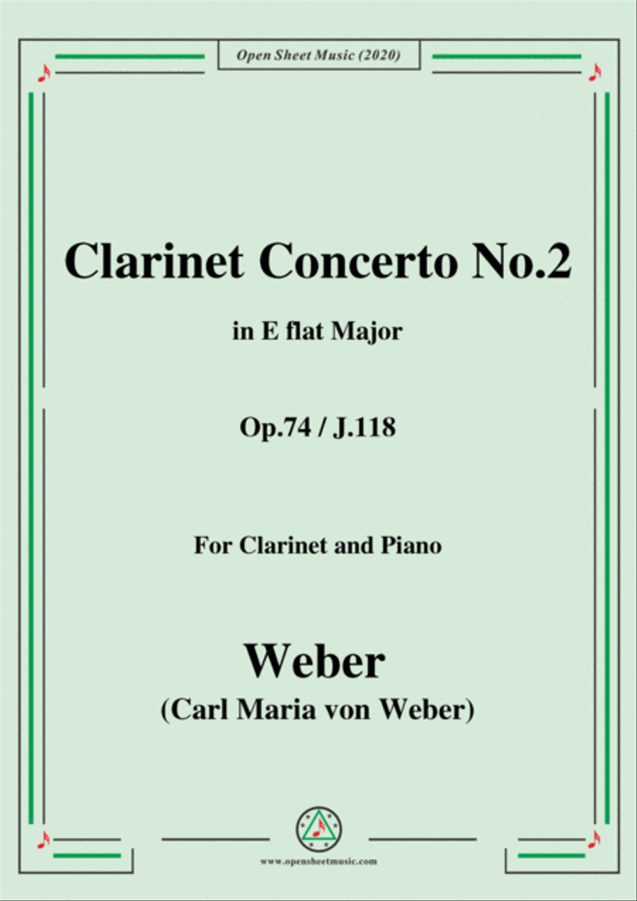 Weber-Clarinet Concerto No.2,in E flat Major,Op.74,J.118,for Clarinet and Piano Clarinet Solo scores gallery preview page 1