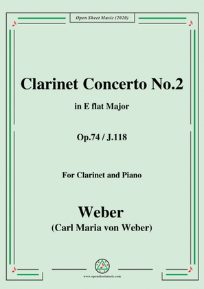 Book cover for Weber-Clarinet Concerto No.2,in E flat Major,Op.74,J.118,for Clarinet and Piano