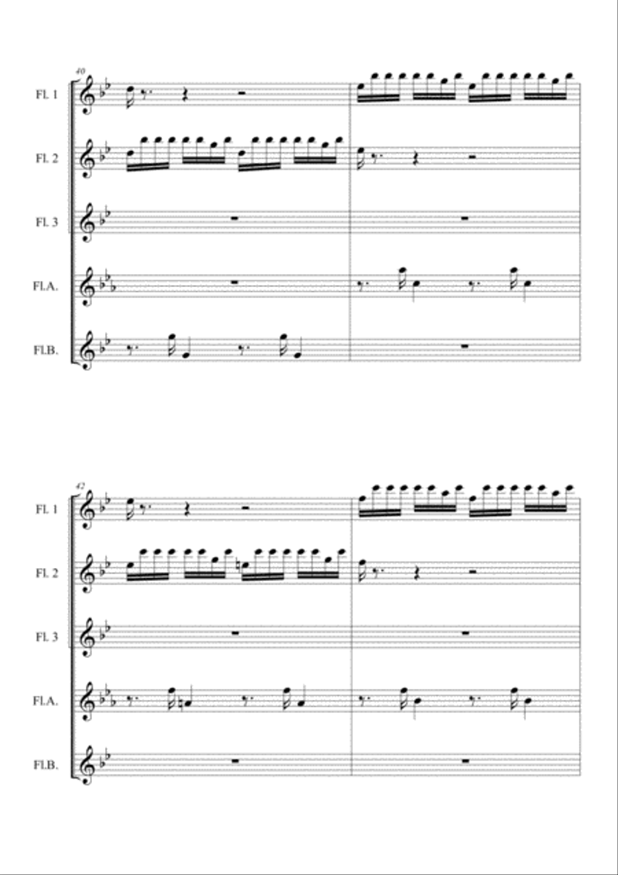 SUMMER (FOUR SEASONS) for Flute Quintet Flute Choir Woodwind Quintet scores gallery preview page 5