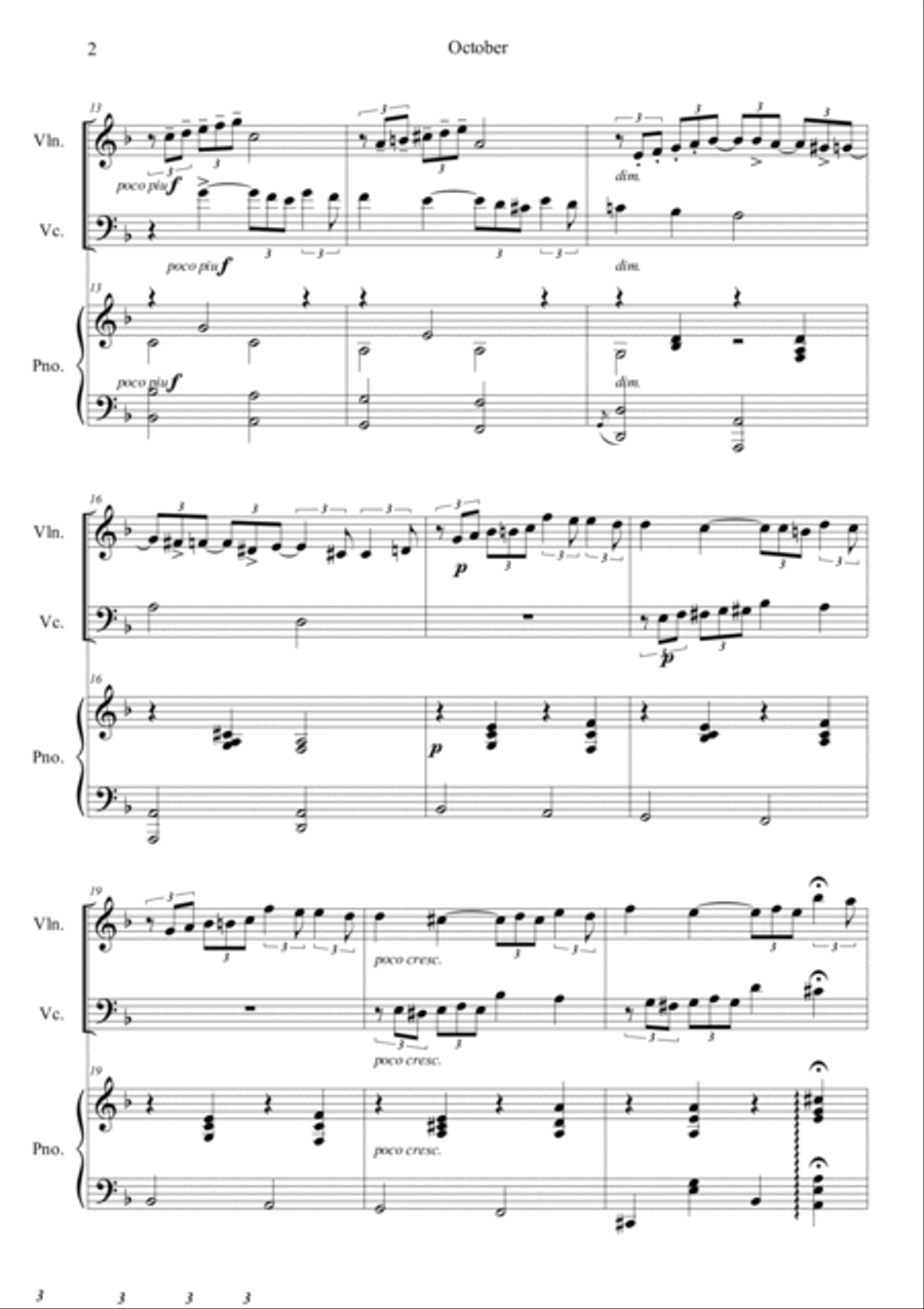October : Autumn song (from The Seasons) Piano Trio scores gallery preview page 2