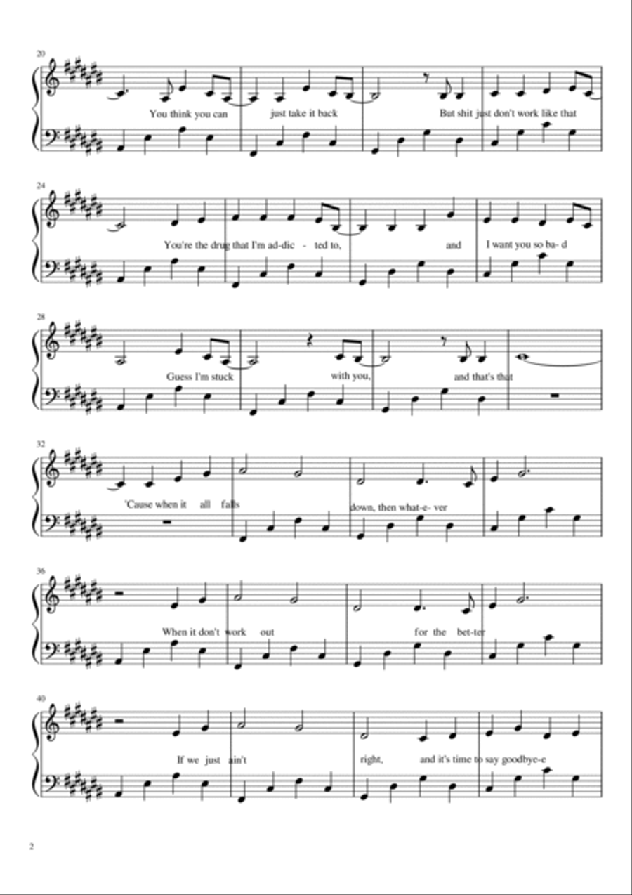 All Falls Down Piano Solo scores gallery preview page 2