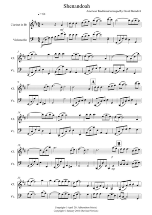 Shenandoah for Clarinet and Cello