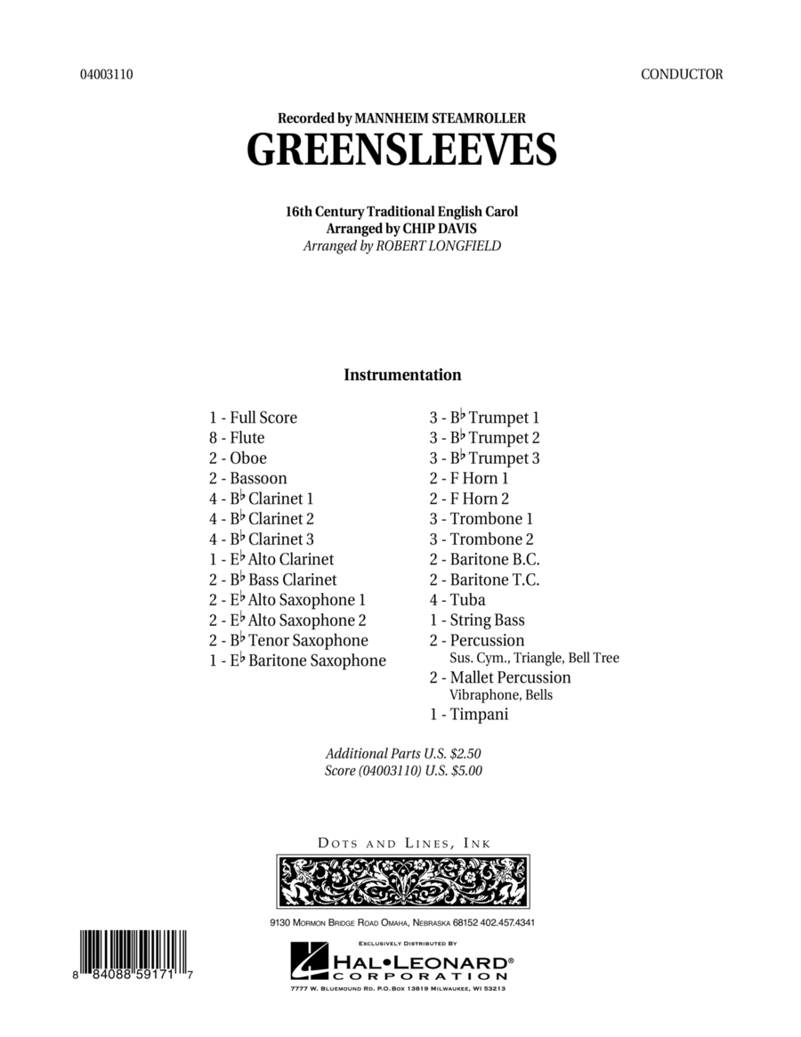 Greensleeves - Full Score