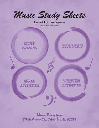 Book cover for Music Study Sheets Level 10 2014 edition