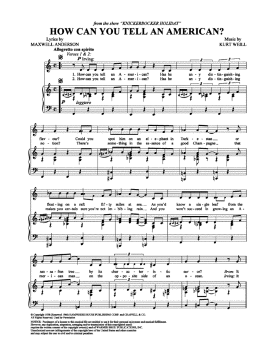 How Can You Tell an American Piano, Vocal, Guitar scores gallery preview page 1