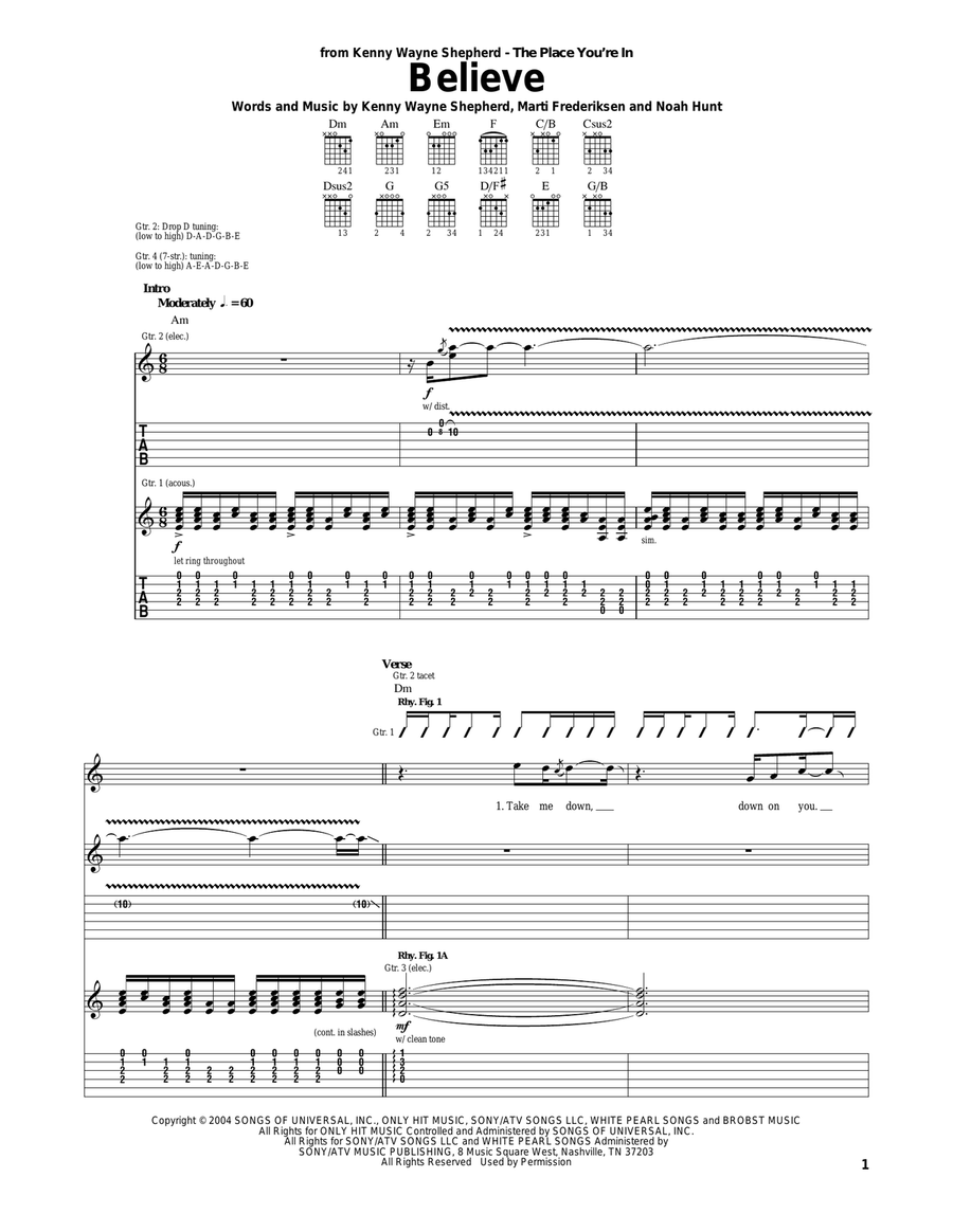 Believe Acoustic Guitar scores gallery preview page 1