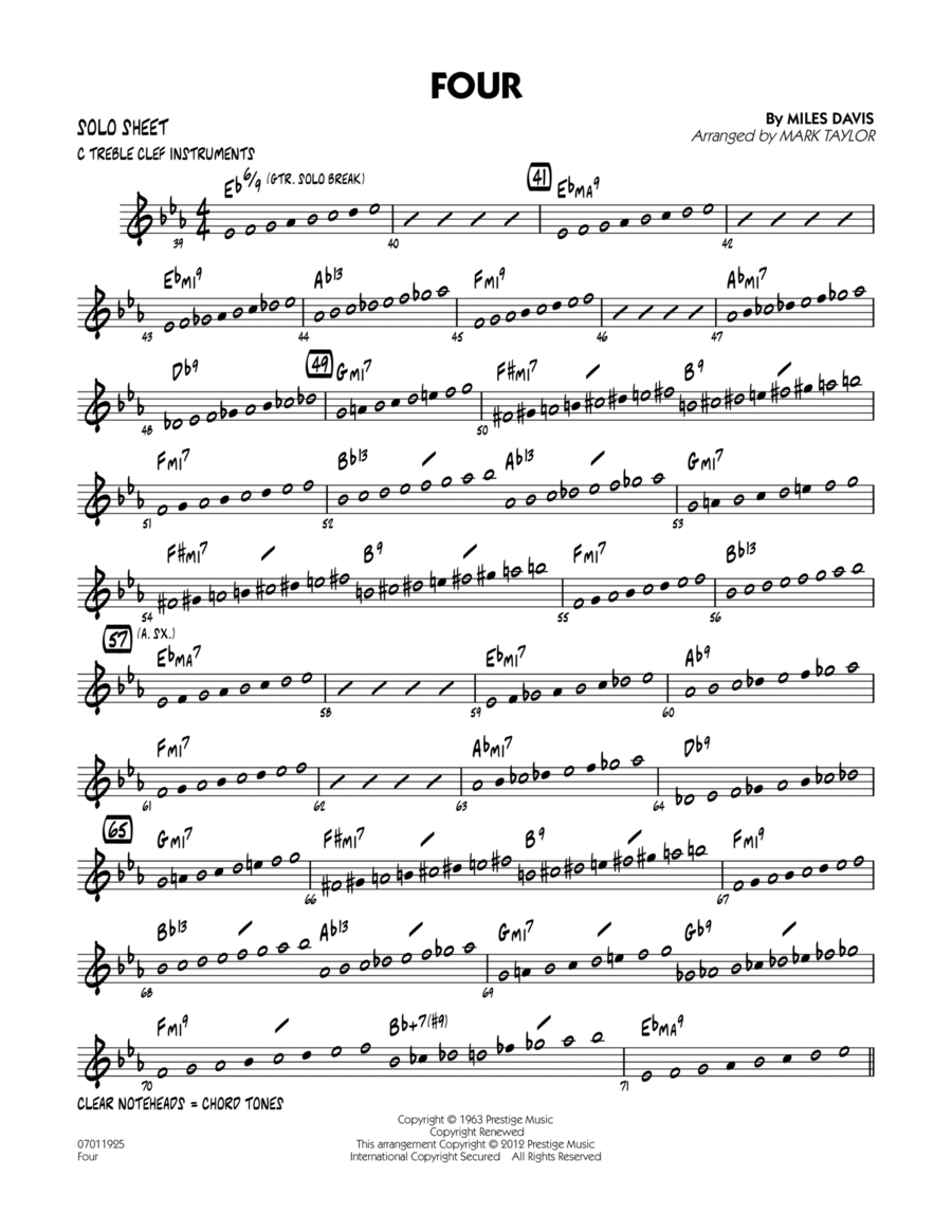 Four - C Solo Sheet Jazz Ensemble scores gallery preview page 1