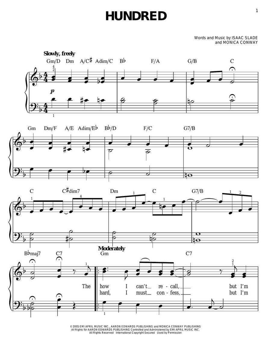 Hundred Easy Piano scores gallery preview page 1