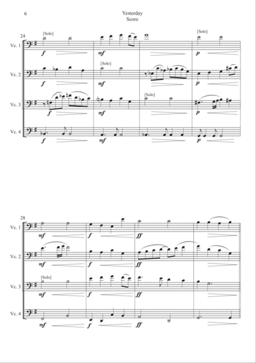 Yesterday Yesterday String Quintet scores gallery preview page 6