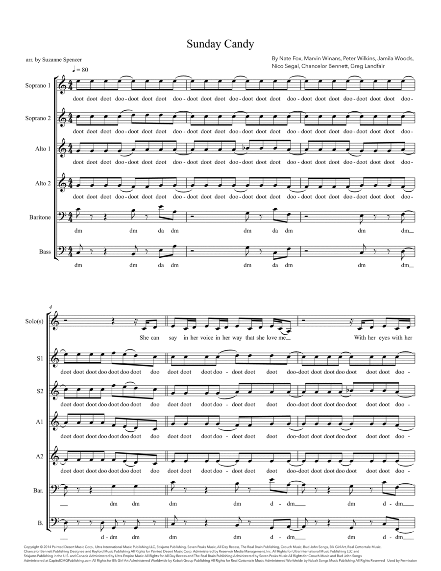 Sunday Candy A Cappella scores gallery preview page 1