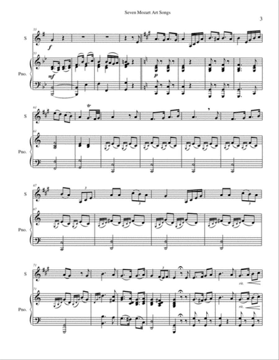 Seven Mozart Art Songs Alto Saxophone scores gallery preview page 3