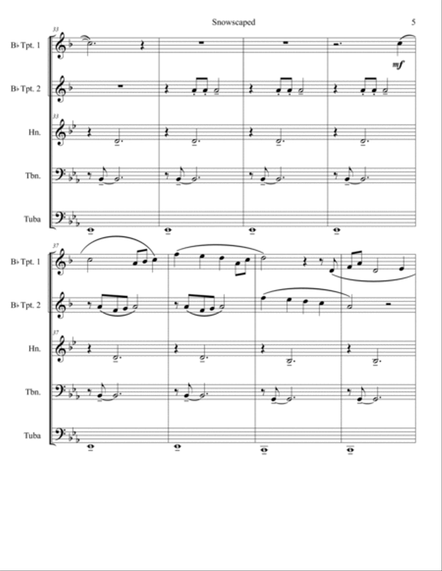 Snowscaped: Movement 1 Snowfall Brass Quintet scores gallery preview page 5