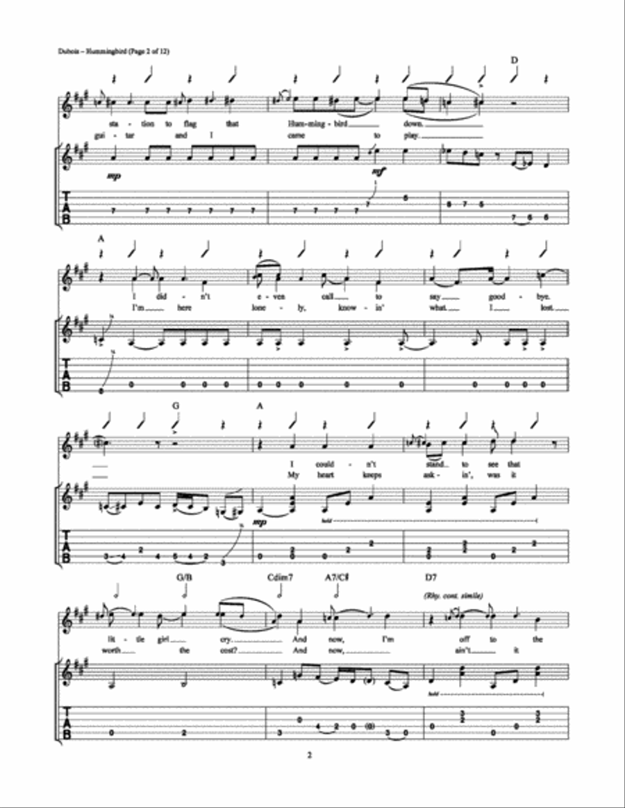 Hummingbird Electric Guitar scores gallery preview page 2