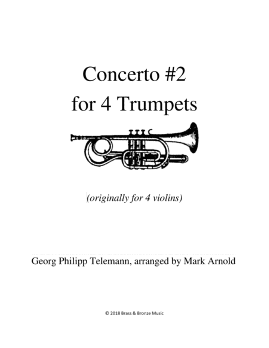 Telemann Concerto #2 for Four Trumpets (originally for 4 violins) Brass Ensemble scores gallery preview page 1