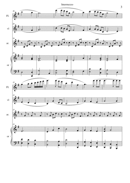 Intermezzo from "Cavalleria Rusticana". Flute, violin, harp and organ quartet image number null