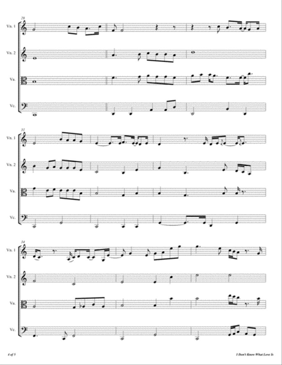 I Don't Know What Love Is String Quartet scores gallery preview page 5