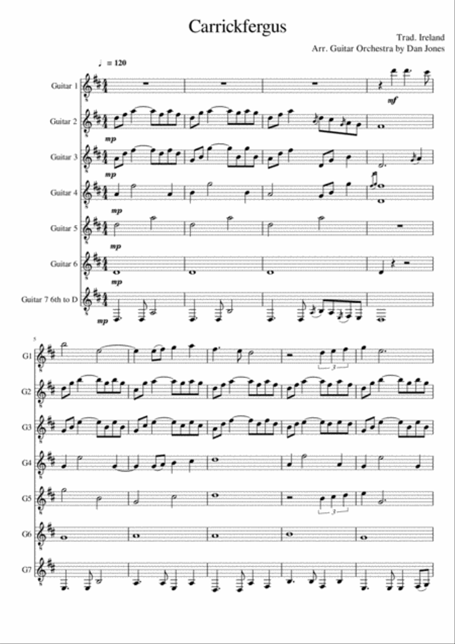 Carrickfergus for Guitar Ensemble Guitar Ensemble scores gallery preview page 3