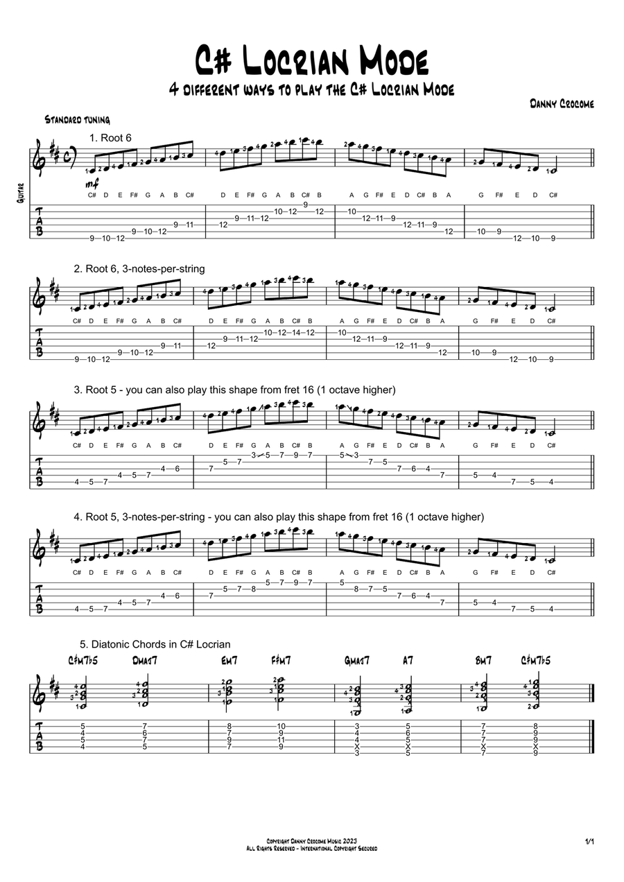 The Locrian Mode In All Keys (4 Ways To Play) Electric Guitar scores gallery preview page 3