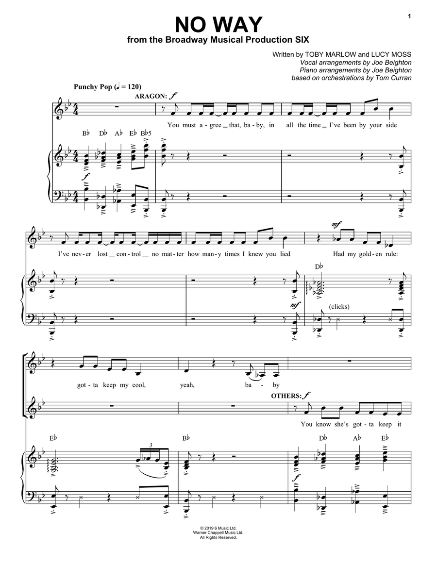 No Way (from Six: The Musical) Voice scores gallery preview page 1