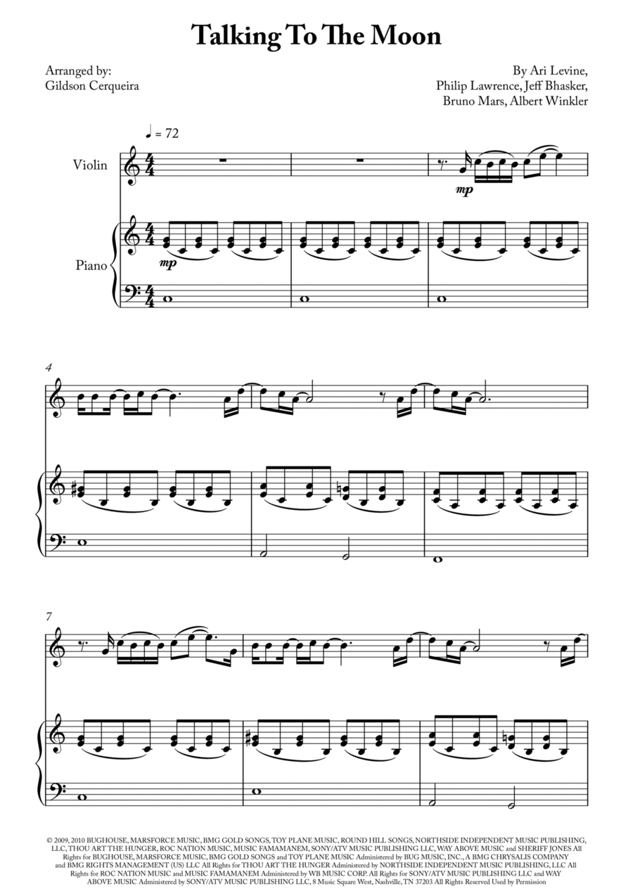 Talking To The Moon Violin Solo scores gallery preview page 1