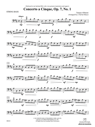Book cover for Concerto a Cinque, Op. 7, No. 1: String Bass