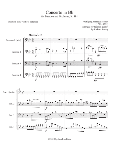 Concerto for Bassoon, K. 191