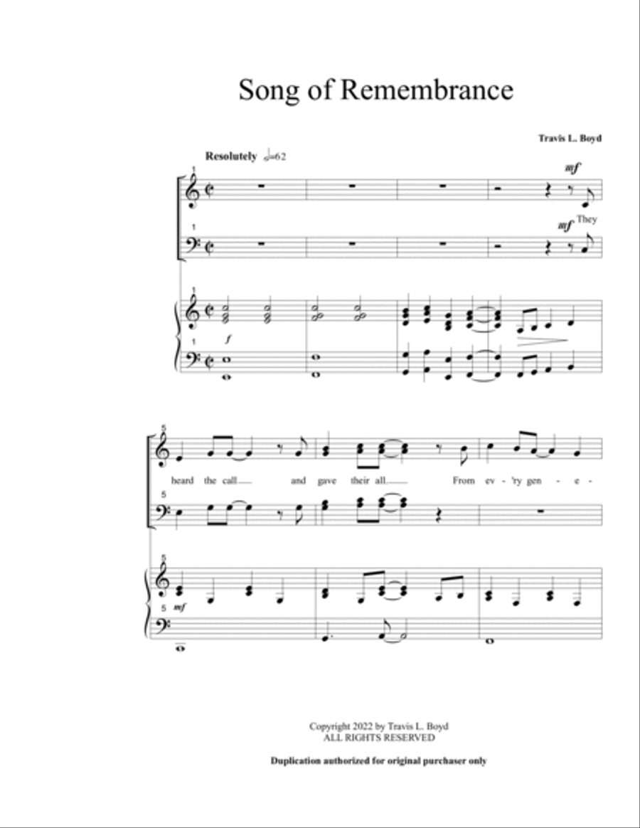Song of Remembrance (SATB) Divisi scores gallery preview page 2