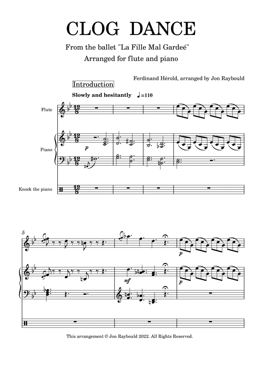 CLOG DANCE arranged for flute and piano Flute Solo scores gallery preview page 1