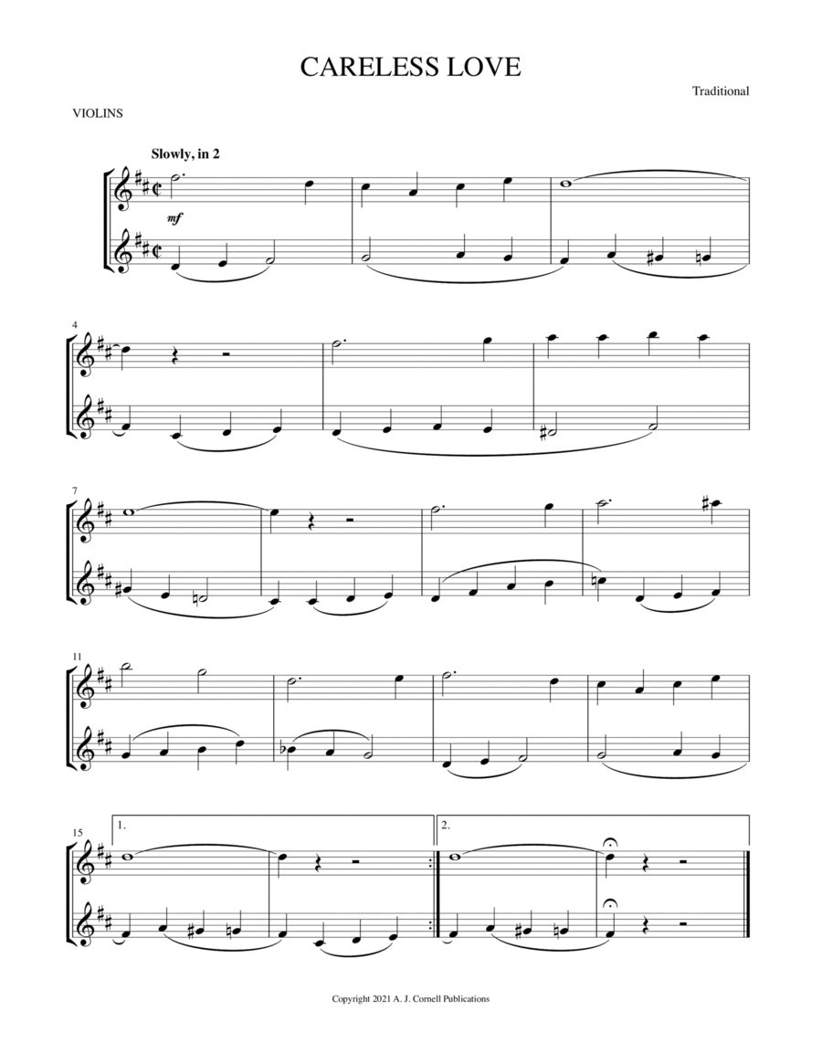 Careless Love String Duet scores gallery preview page 1