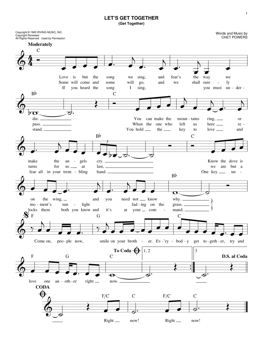 Let's Get Together (Get Together) Piano scores gallery preview page 1