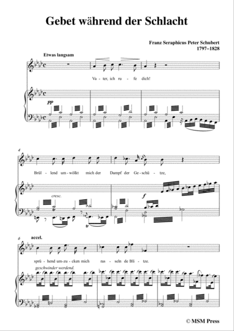Schubert-Gebet während der Schlacht,in A flat Major,for Voice&Piano Voice scores gallery preview page 3