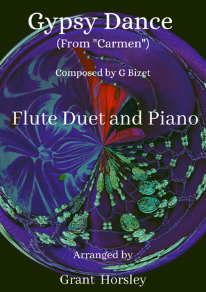 Book cover for "Gypsy Dance" (From Bizet's Carmen). For Flute Duet and Piano- Intermediate.
