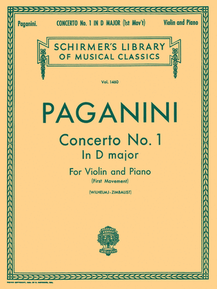 Book cover for Violin Concerto No. 1 In D Major (First Movement) - Violin/Piano
