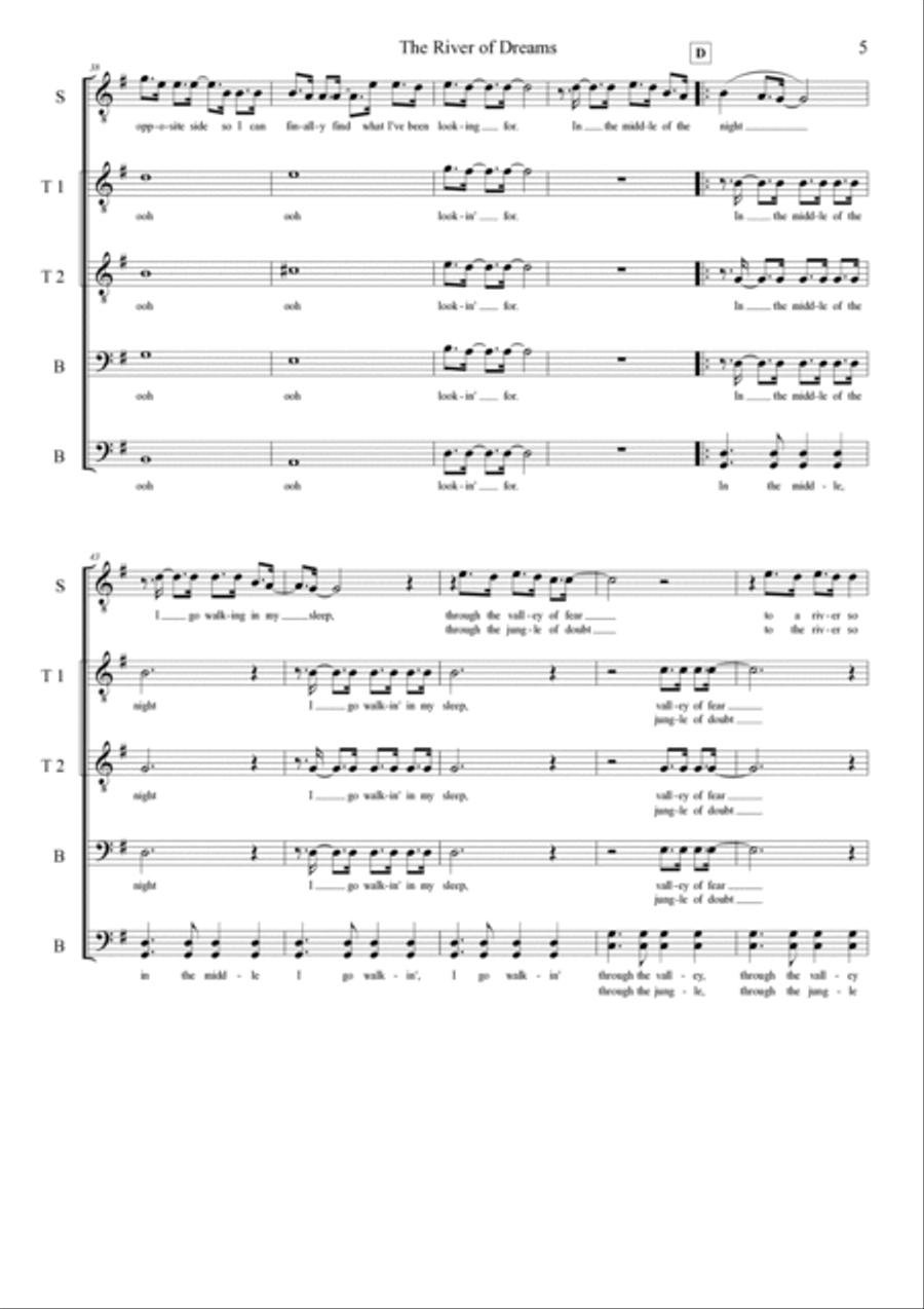 The River Of Dreams TTBB scores gallery preview page 5