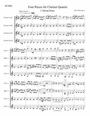 Book cover for Four Pieces for Clarinet Quartet