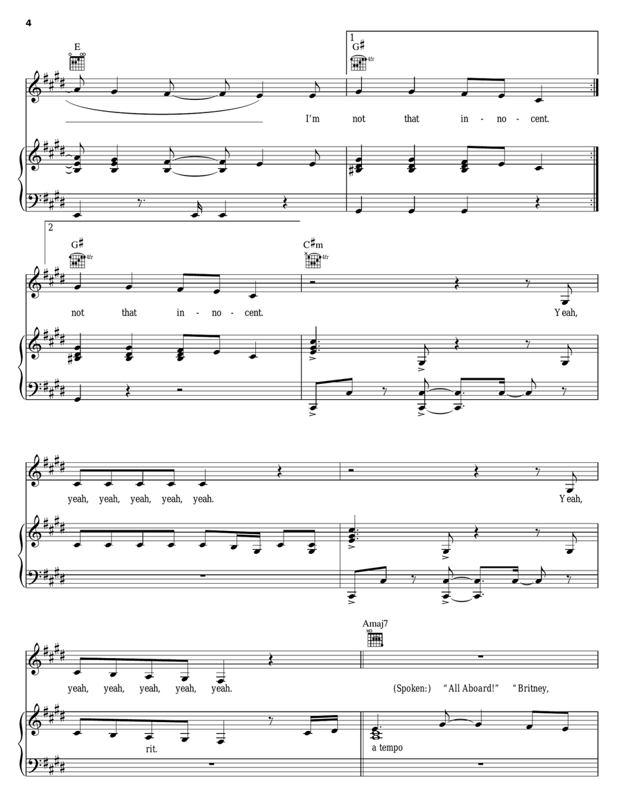Oops!...I Did It Again Piano, Vocal, Guitar scores gallery preview page 4