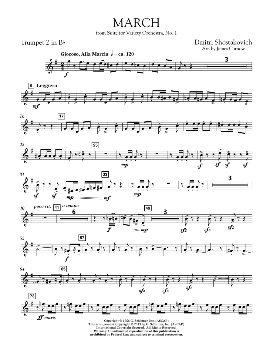 March from Suite for Variety Orchestra, No. 1 - Bb Trumpet 2