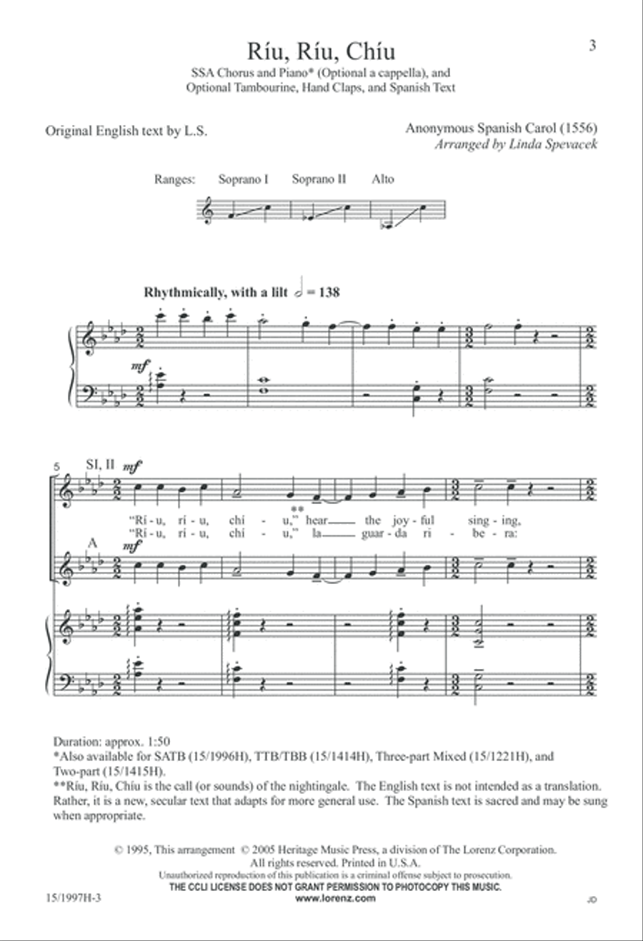 Ríu, Ríu, Chíu SSA scores gallery preview page 4
