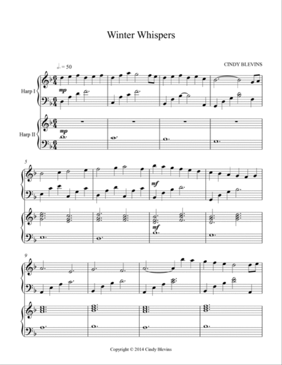 Winter Whispers, Harp Duet Harp scores gallery preview page 2