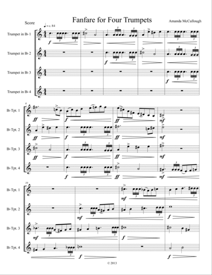 Fanfare for Four Trumpets Trumpet Solo scores gallery preview page 3
