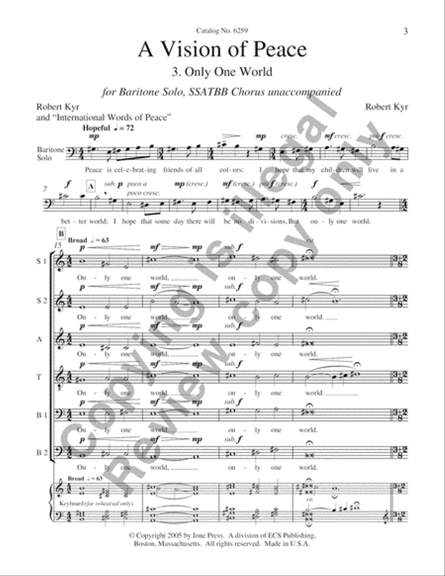 A Vision of Peace: 3. Only One World SSATBB scores gallery preview page 8