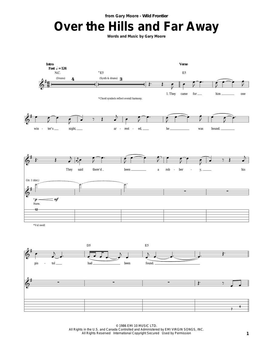 Over The Hills And Far Away Acoustic Guitar scores gallery preview page 1