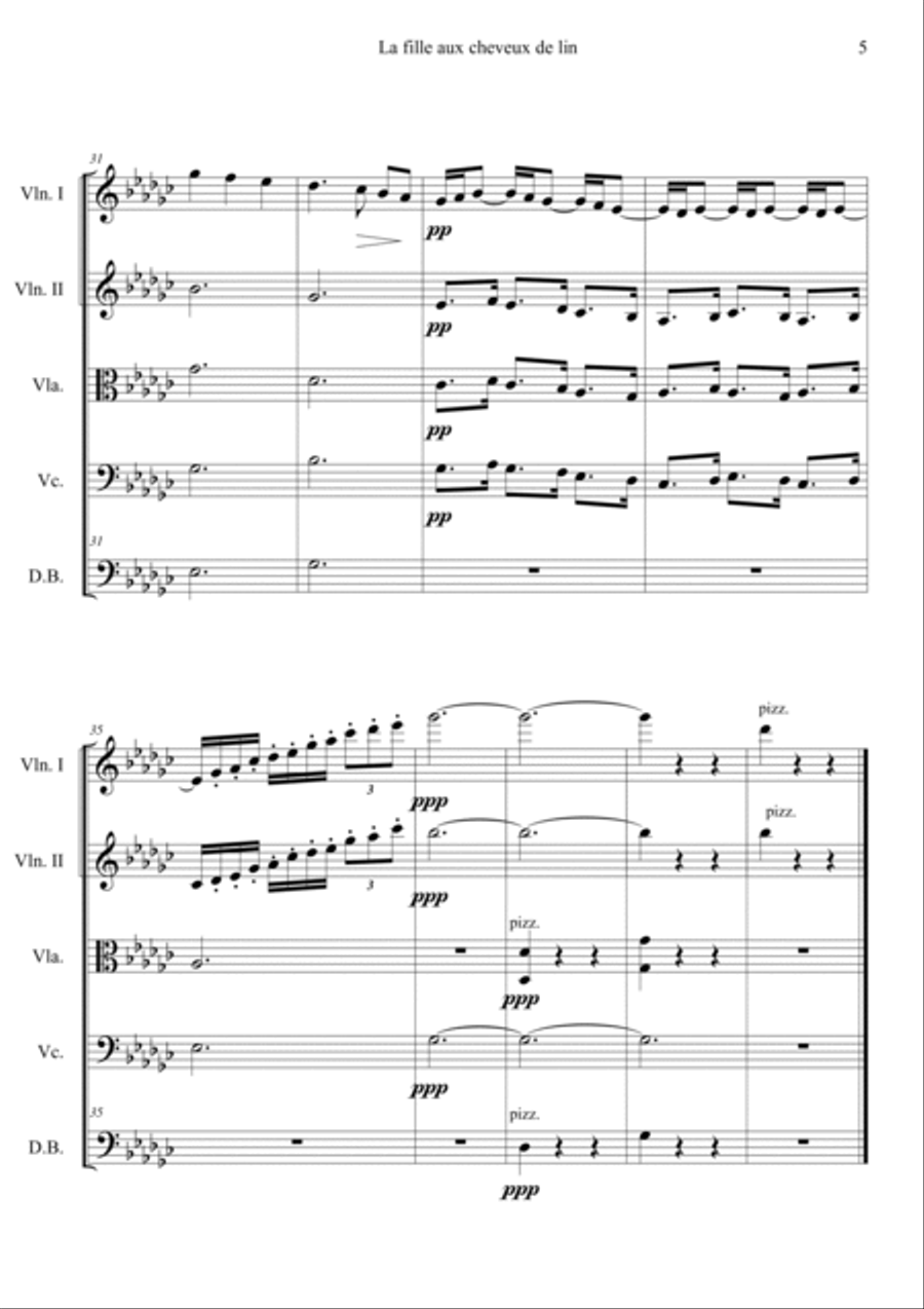 No.8 La Fille Aux Cheveux De Lin String Quintet scores gallery preview page 5